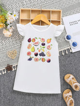 Young Girl's Y2K Fruit Printed Cap Sleeve Dress, Summer Street Style